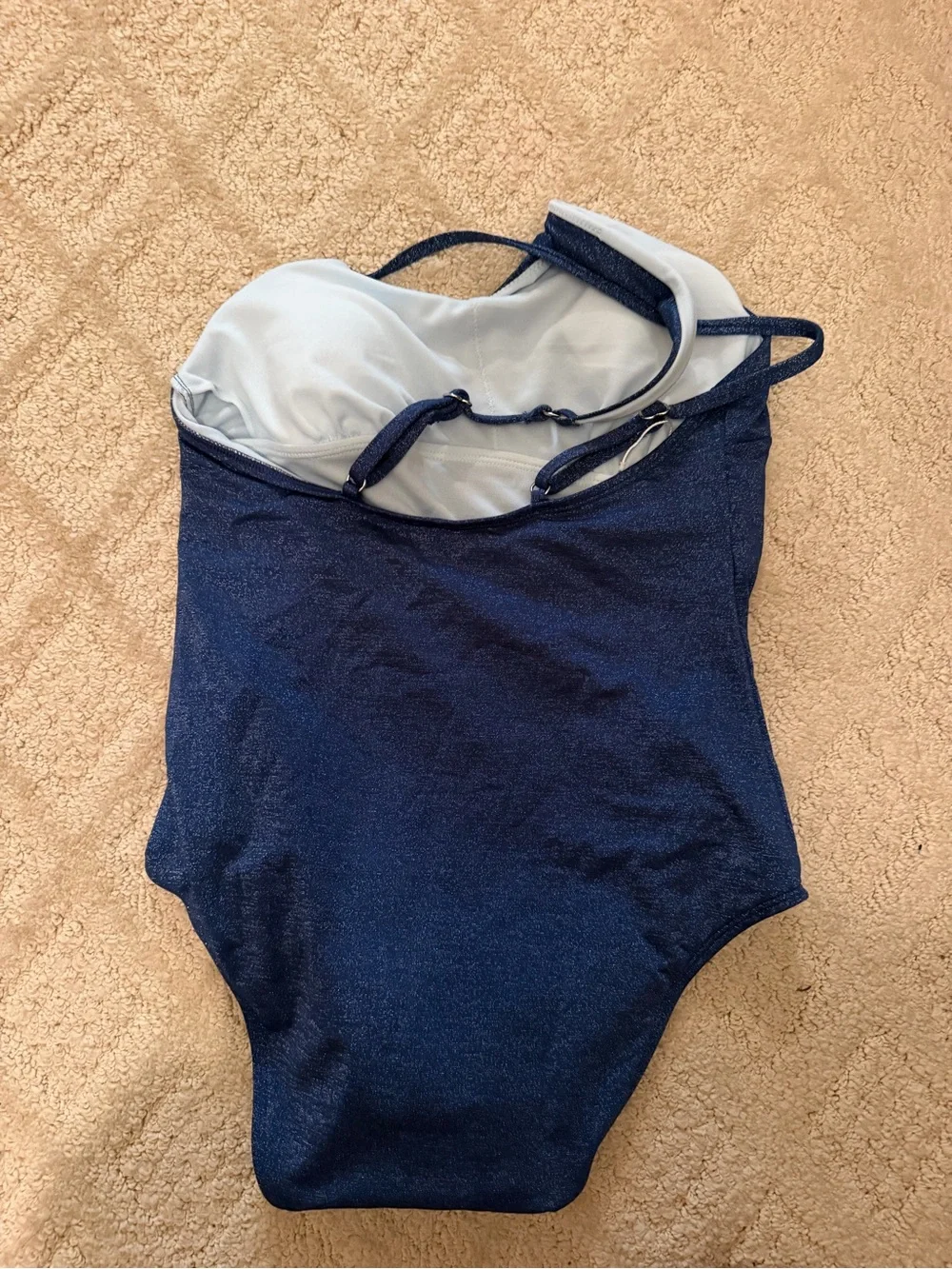 Cupshe womens' Shimmery Navy Blue One-Piece Swimsuit